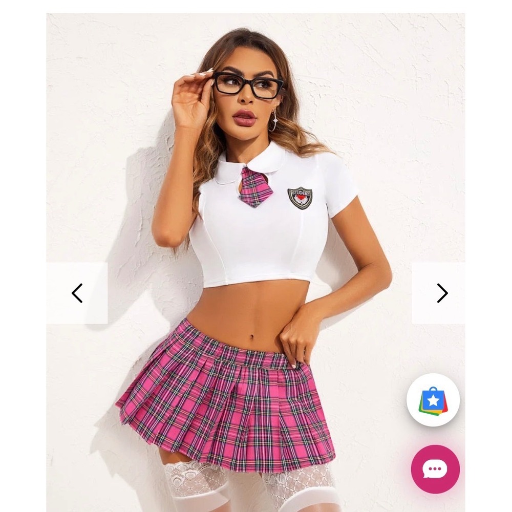 Avidlove Womens Lingerie Set Schoolgirl Roleplay Black White Large NWT